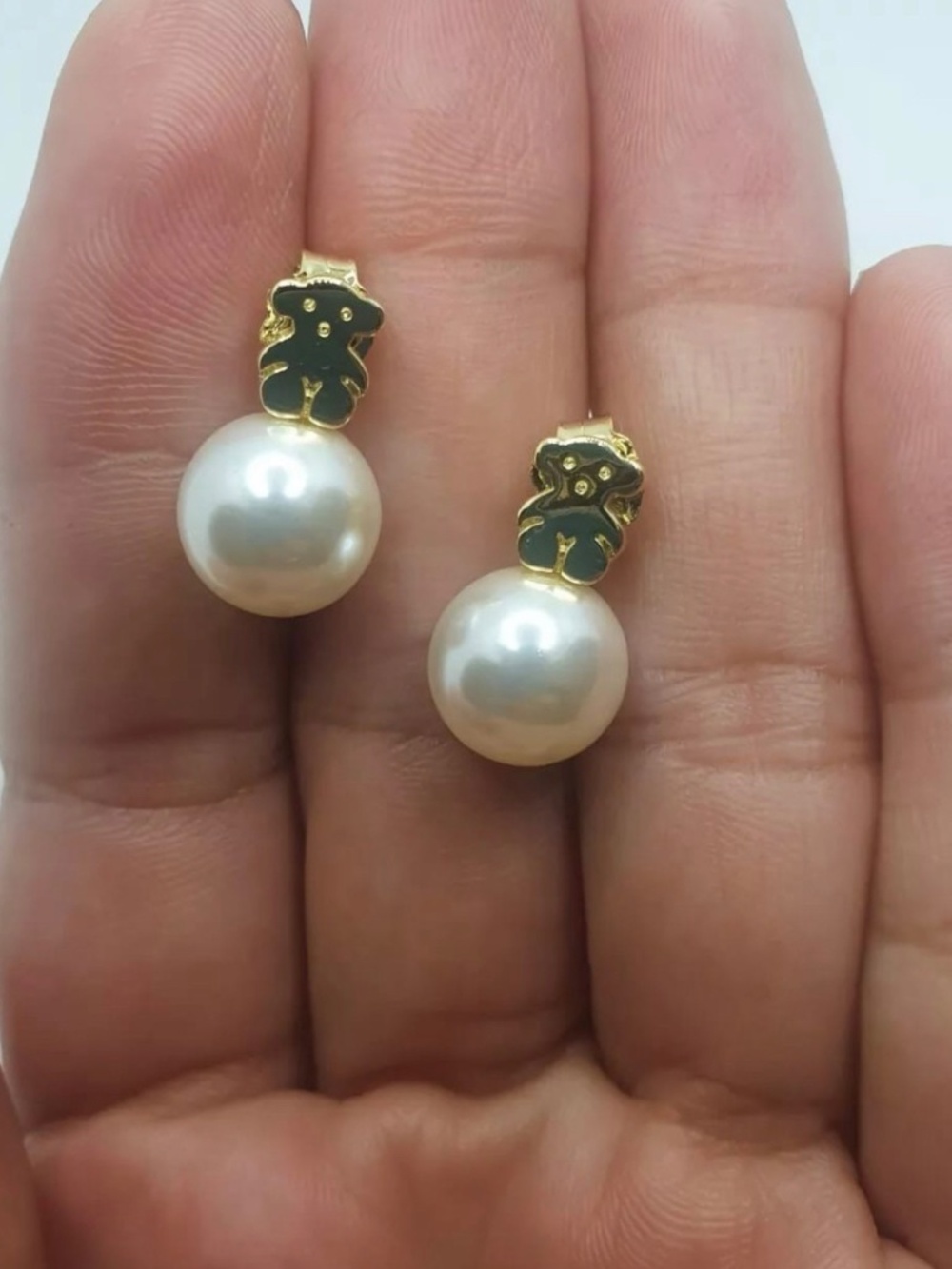 Tous Multicolor Big Circle Beaded Round Doughnut Spanish Bear Earrings Pin Stud